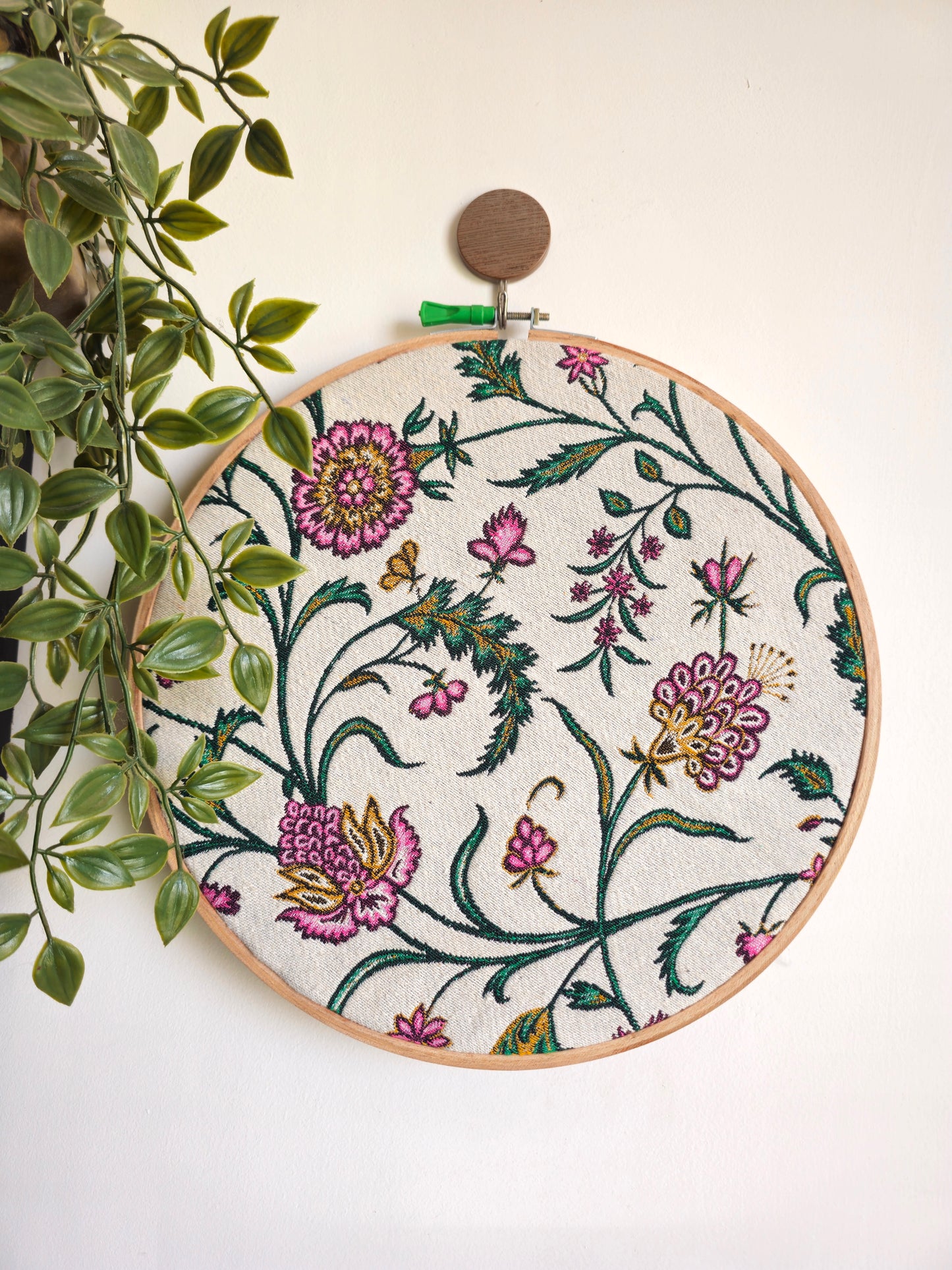 white pastel floral hoop art