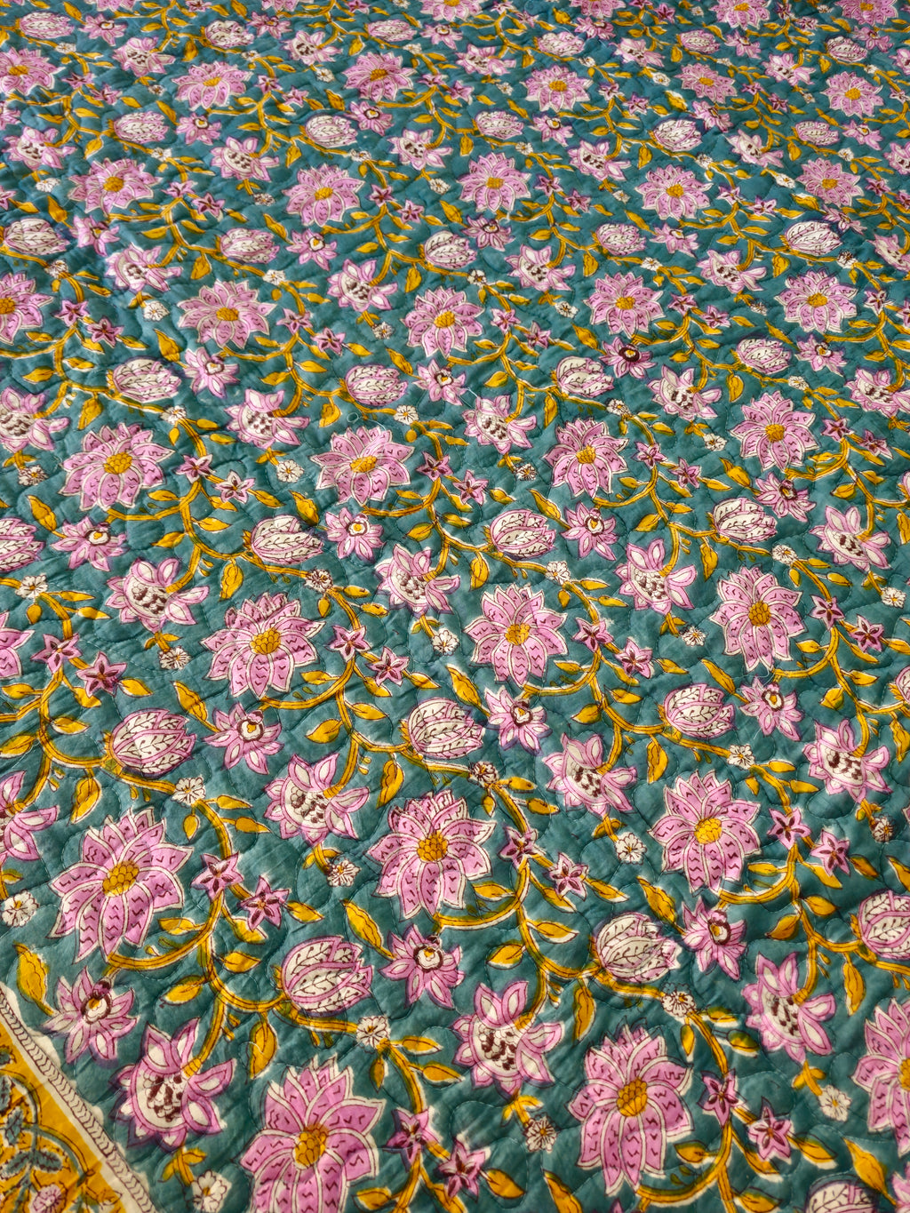white purple floral bedcover