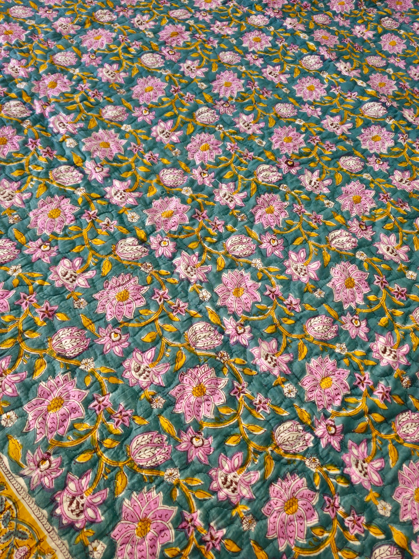 white purple floral bedcover