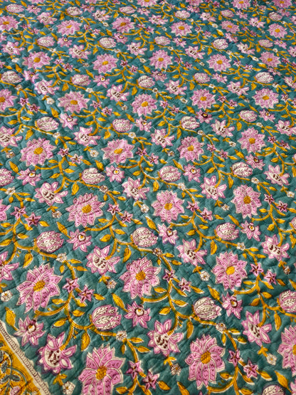 white purple floral bedcover