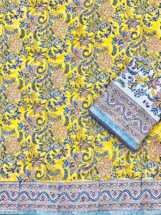 yellow and white reversible cotton dohar

