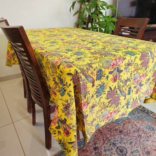 Yellow Kantha Work Handmade Table Cover